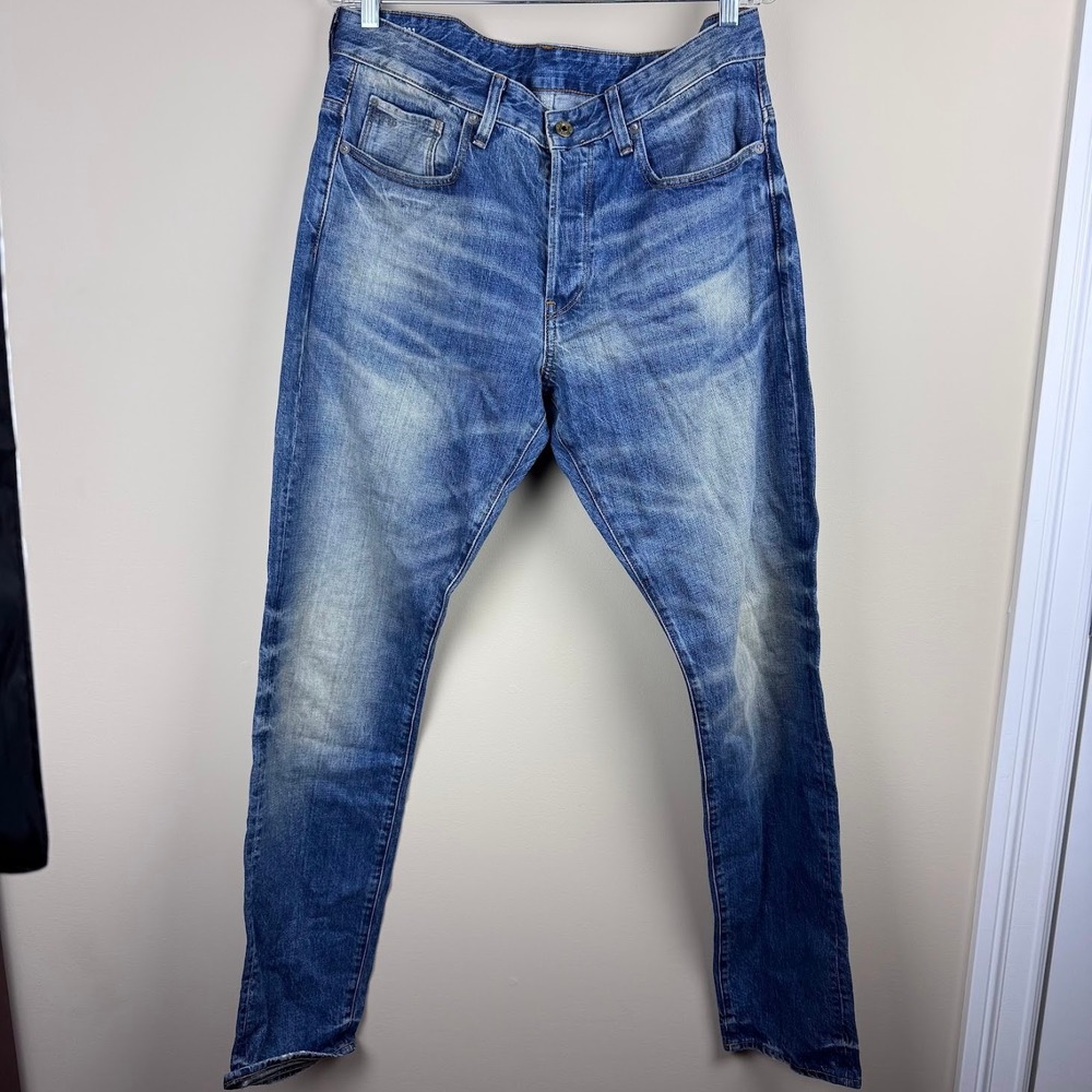 G-Star Raw Mens 3301‎ Tapered Blue Denim Jeans W33 L34